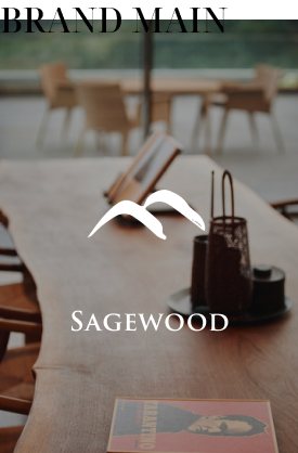 Brand Main - 마운틴 심벌과 Sagewood 워드마크를 조합한 대표 로고